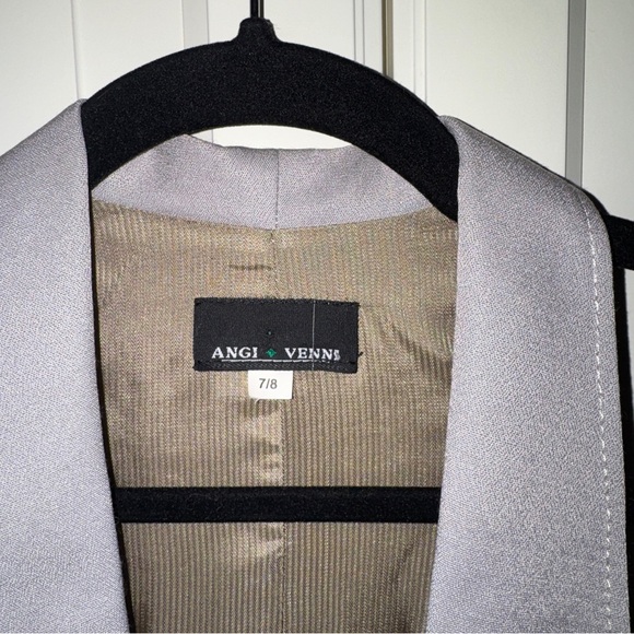 Vintage Angi Venni silver zip front collared vest - size 8 - made in Can - Picture 5 of 11